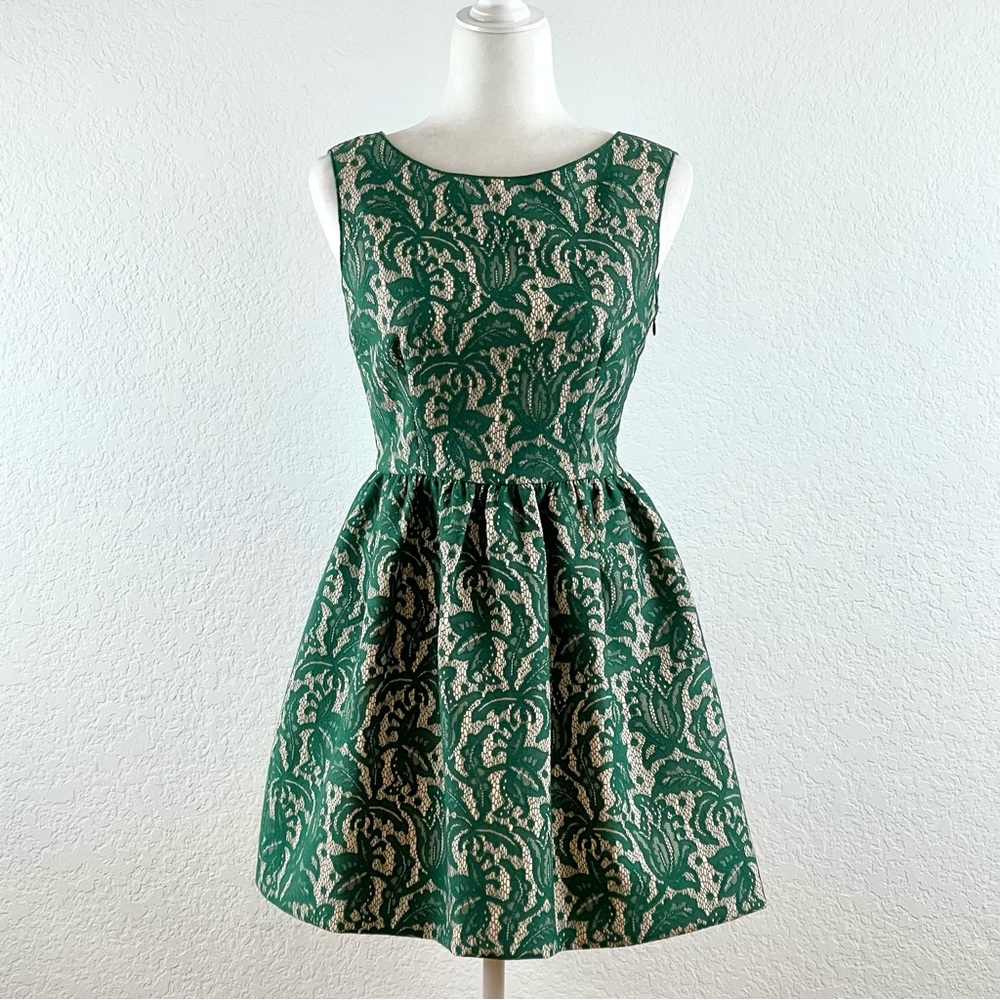 Zara Green Tulip Lace Mini Dress Size M